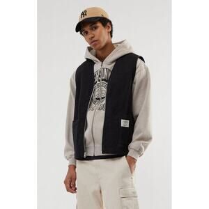 PACSUN Men's Black Canvas Zip Up Vest Size M